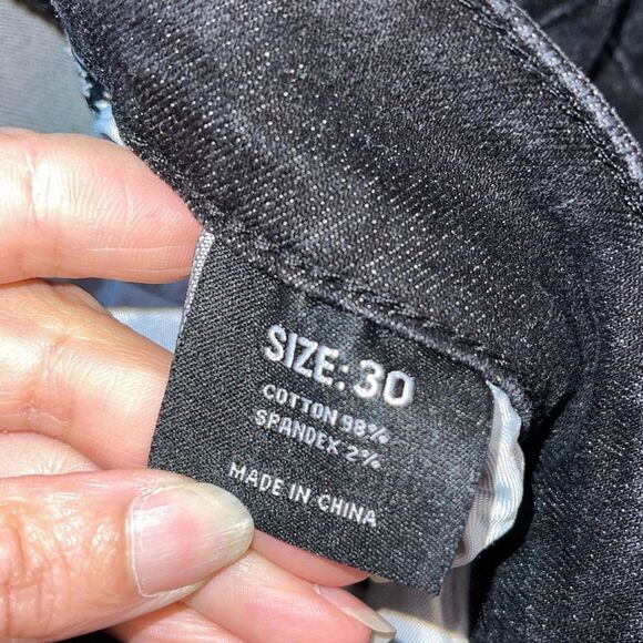 JeANS‎ Men’s  Patch Studded Plein Faded Skinny Distressed Jeans Black Size 30 - Picture 6 of 10